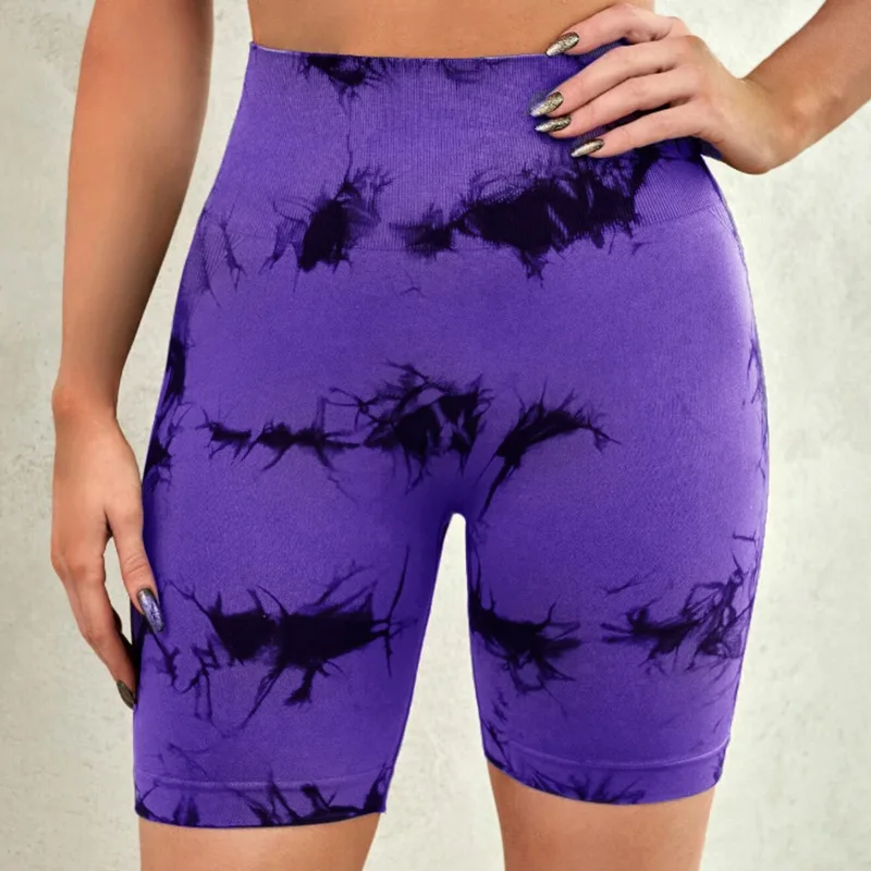 Vibrant High-Waist Tie-Dye Fitness Shorts