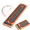 Wood Cribbage Board Game Classic 3 Track Cribbage Board With 9 Cribbage Pegs Portable Card Board Game For Adult Indoor & Outdoor 1