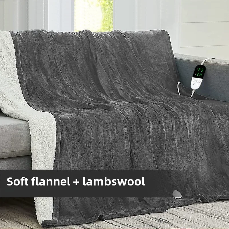 Electric Blanket Flannel Blanket Mattress Winter Machine Washable Double Layer Temperature Control Warmer Heated Throw