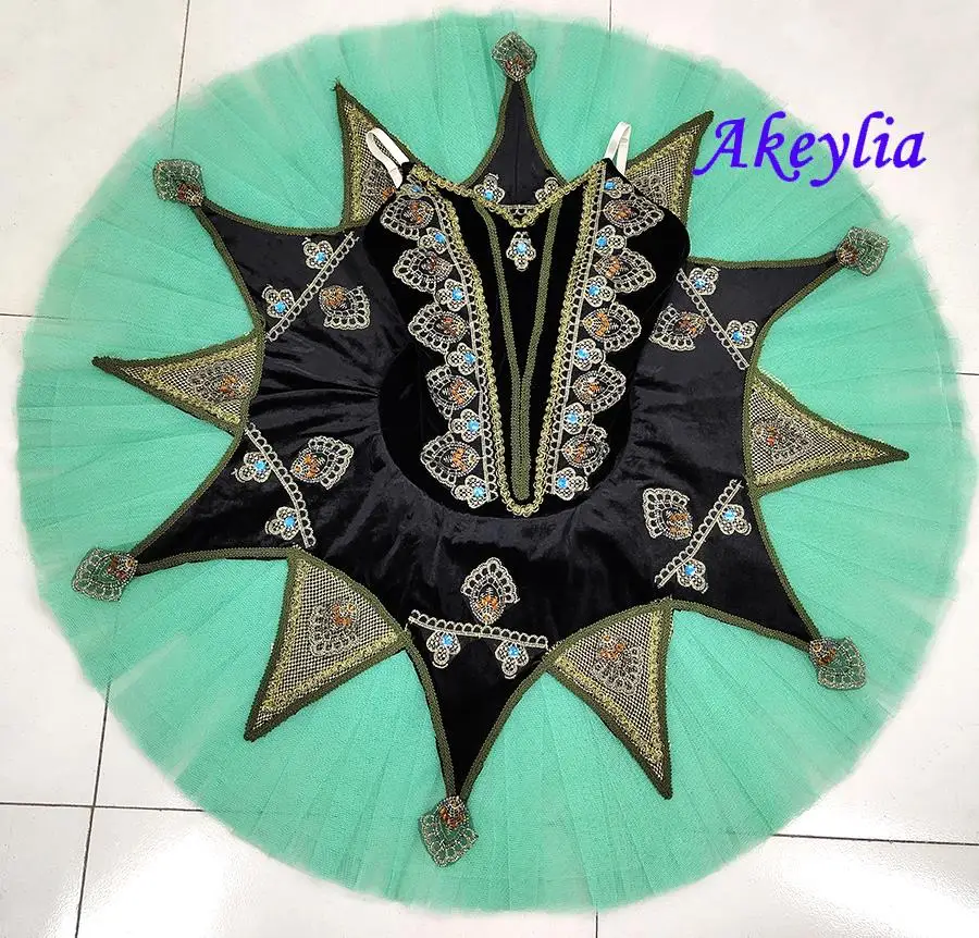 Women La Esmeralda Professional Ballet Tutus Black Green Girls Ballerina Classical Ballet Stage Costume Adult Performance Bt9190