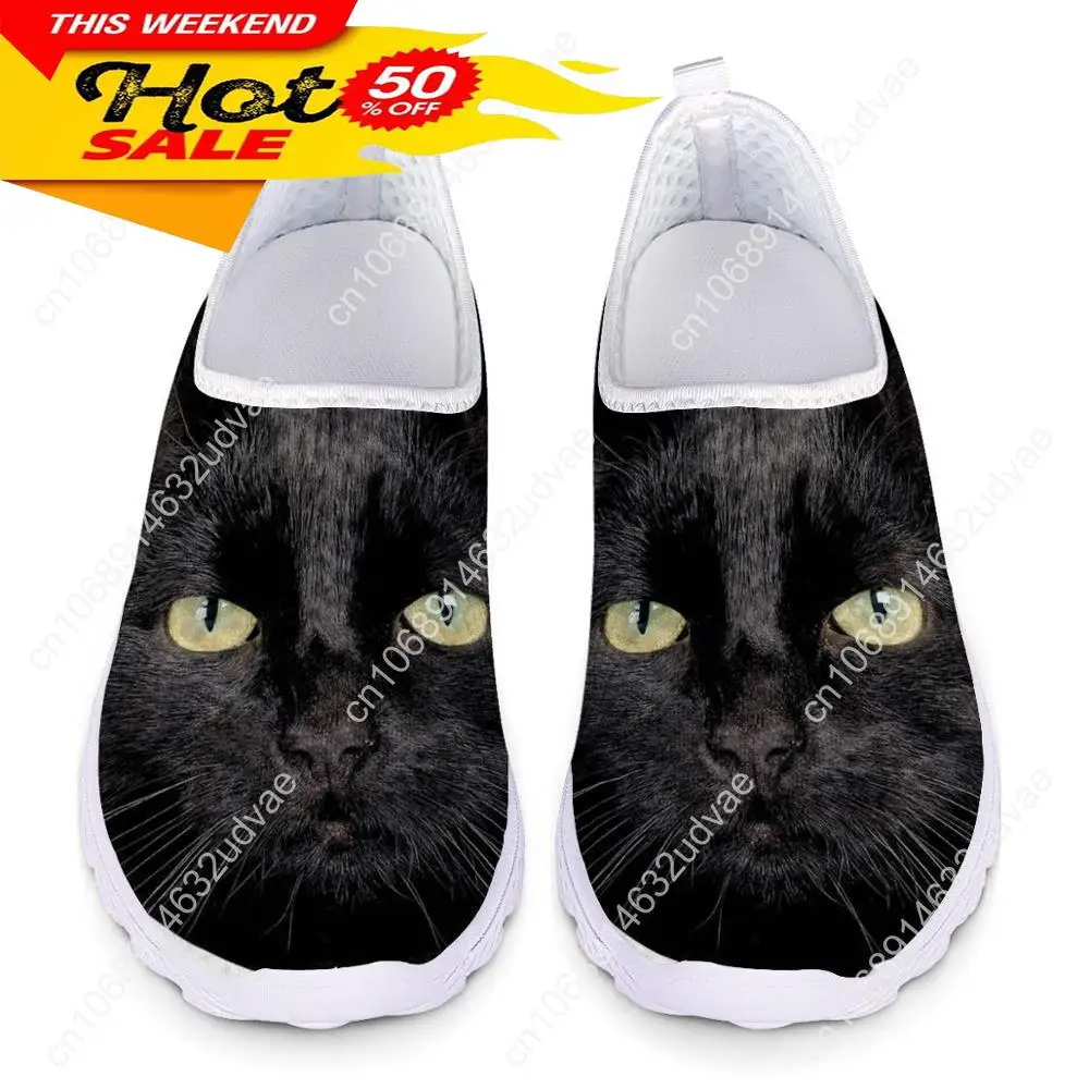 Doginthehole Kittens Cute Baby Cats Printed Spring Summer Mesh Sneakers Women Casual Flats Super Light Walking Female Flat Shoes