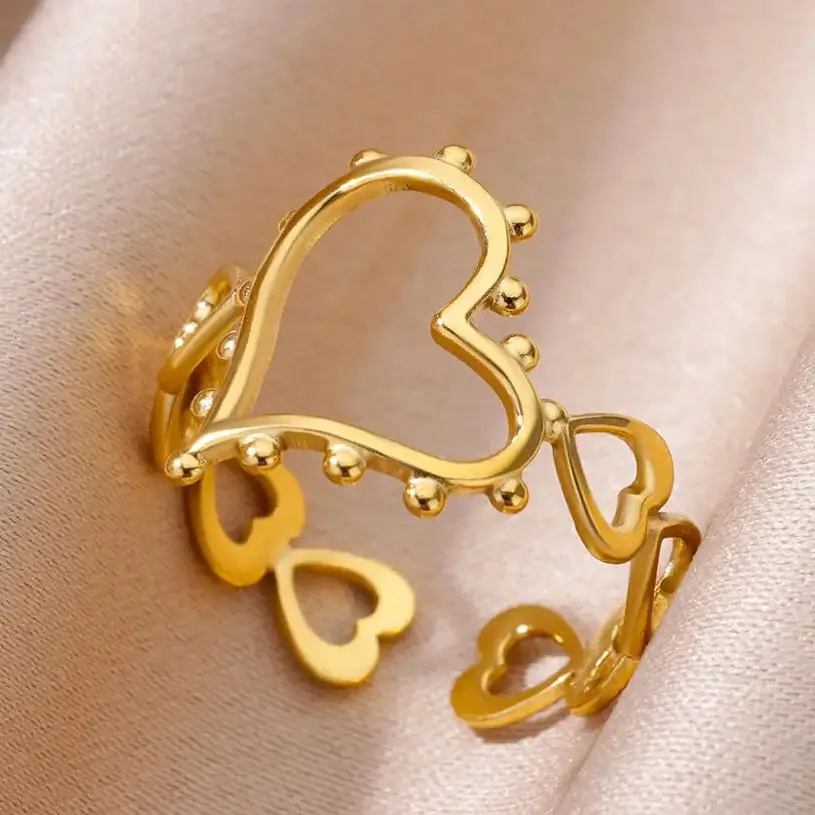 Hollow Heart Rings Stainless Steel Gift