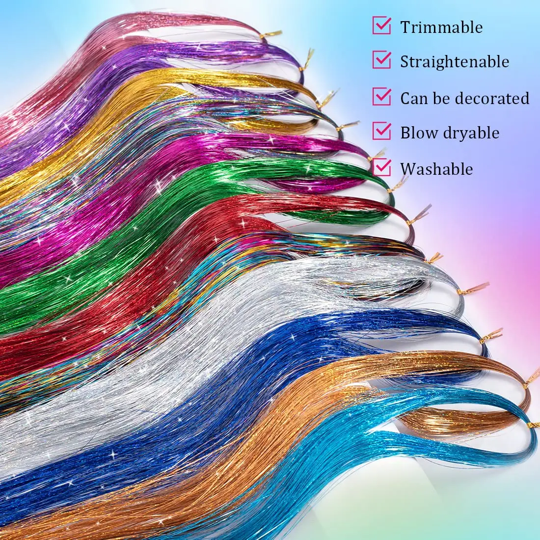 Xinran 1Pc Sparkle Glanzend Haar Klatergoud Hair Extensions Verblindt Vrouwen Hippie Voor Vlechten Hoofdtooi Haar Vlechtgereedschap Lang 100Cm