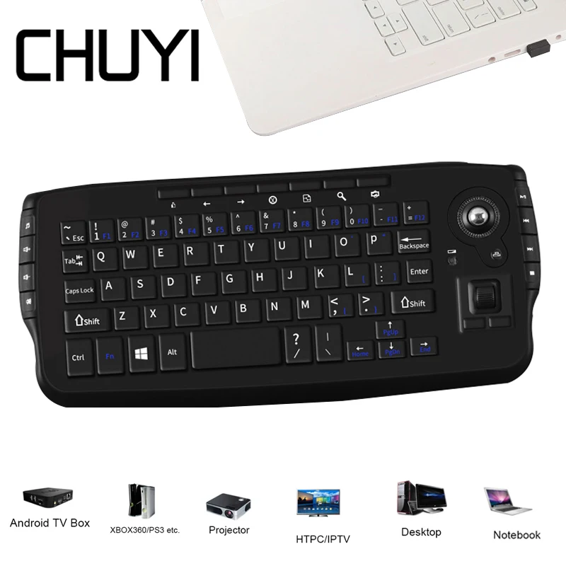 

2.4G Wireless Mini Trackball Keyboard Air Mouse Decent Design Handheld 94 Keys Gaming Multi-function Keypad Mouse for Laptop PC