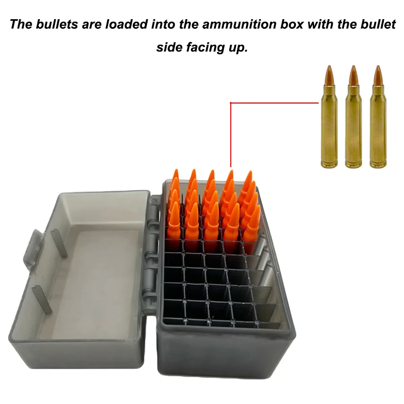 50 Rounds Flip-Top Rifle Ammo Box Tactical Rifle Cartridge Storage Case Ammo Can for 5.56x45/.17/.222/.223/204 Rug Caliber 3