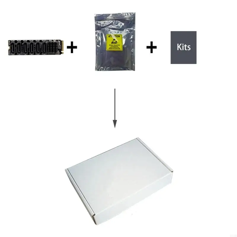 85DD for M.2 to Sata3.0 Adapter Card Converter Card with 6 Sata3.0 Ports ASM1166 Chip