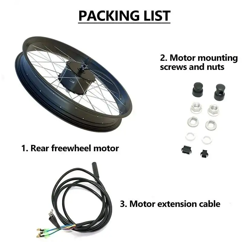 Kit Conversion Roue Moteur Arrière 48V 1000W – Pour Fat Bike Ou VTT électrique – Pneus 4.0, Sans Balais, Neuf Garanti 2 Ans