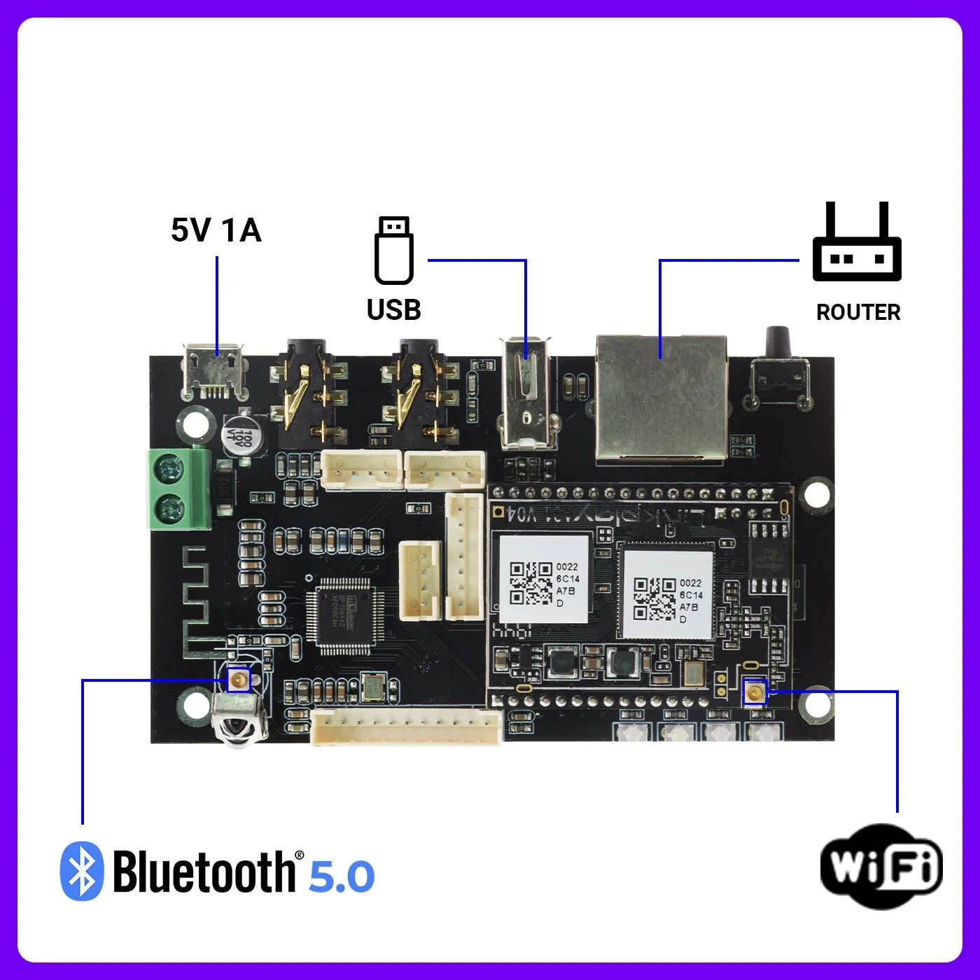 

New Up2Stream Pro V3 Bluetooth Audio Receiver board Bluetooth 5.0 Wireless Stereo Music Module Multiroom DIY WIFI Audio Board