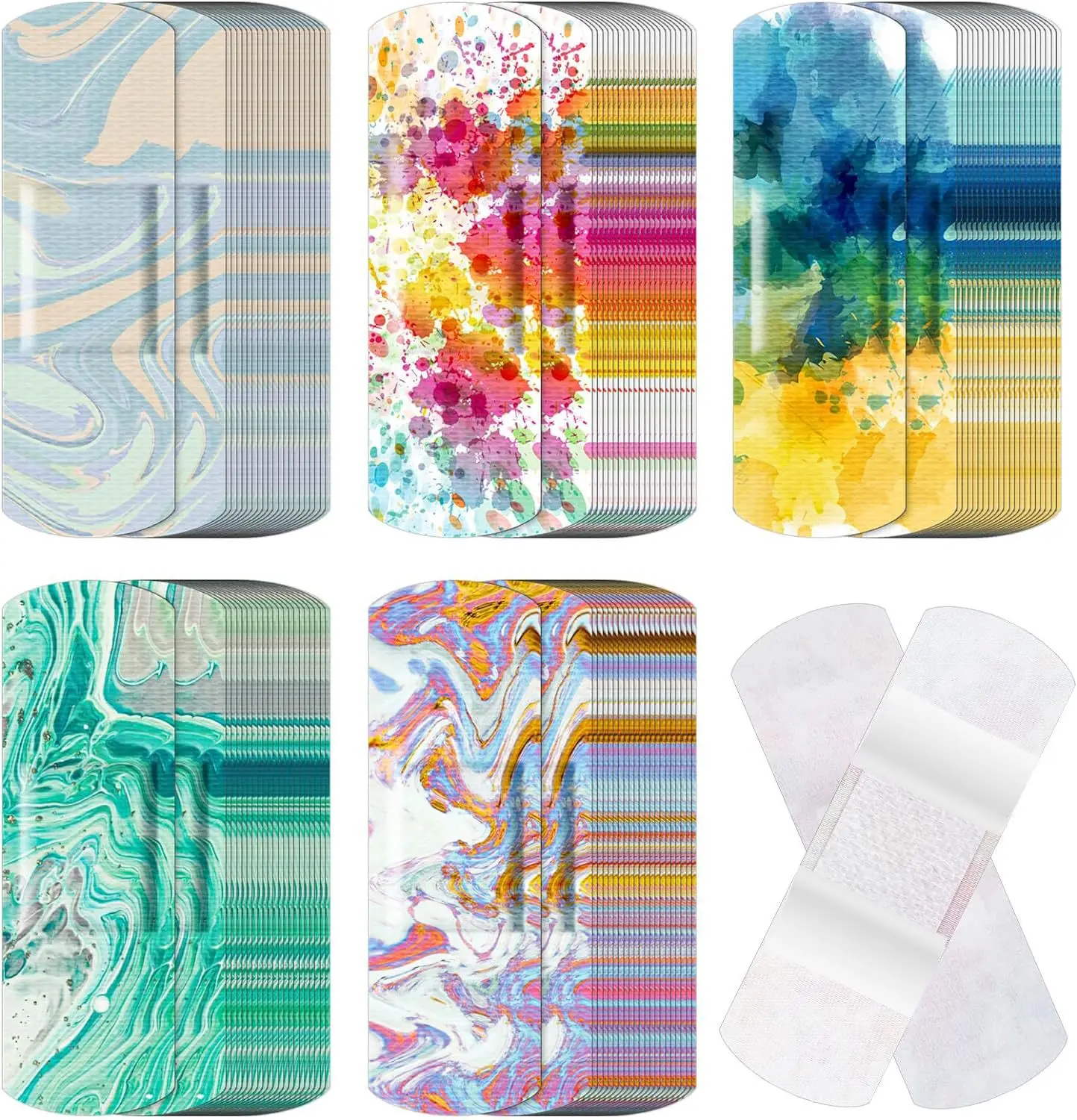 10pcs/set Kawaii Children Cute Cartoon Art Flower Elastic Cloth Band Aid Boy Girl Colored Cute Bandage Strips Bandaids Patches