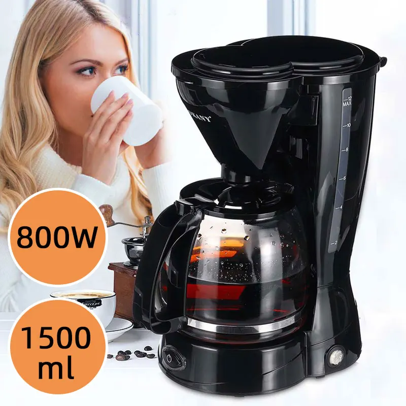 1.5L Electric Coffee Maker,800W Portable Drip Coffee Machine,Home Semi-Automatic Small Milk Coffee Tea Pot, Office Mocha Pot