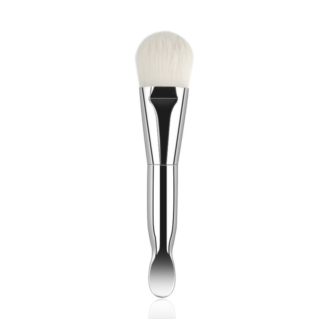 Metal Handle Makeup Brush for Liquid Foundation Facial Mask Portable Contour Brush Silicone Fiber Cosmetic Tools