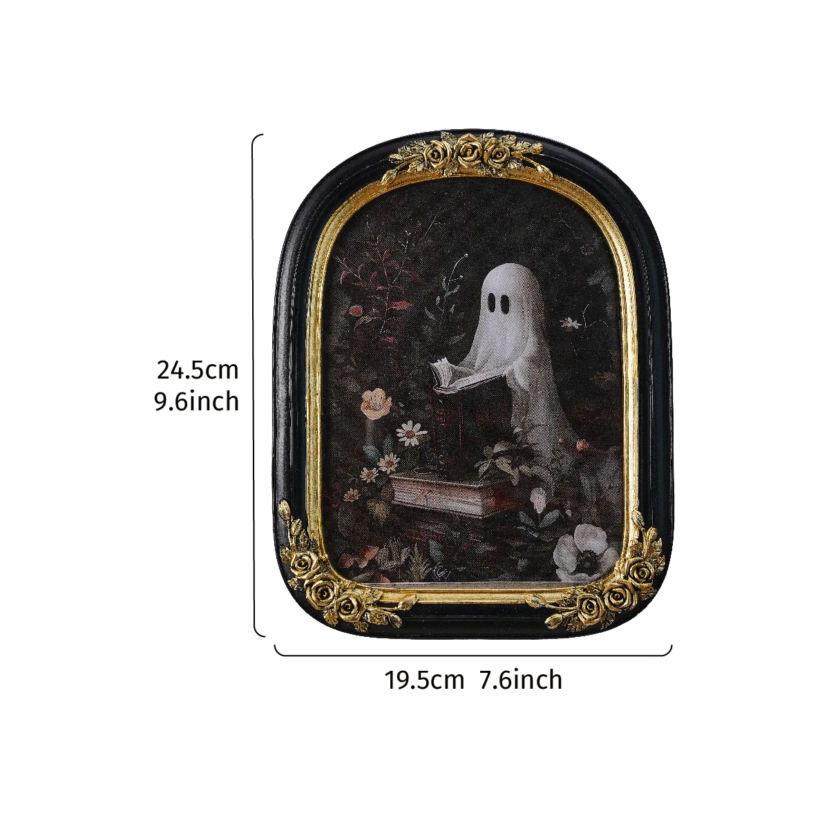1PC,Halloween Decor Resin material ghost Reading rose arched home desktop decoration photo frame ornament