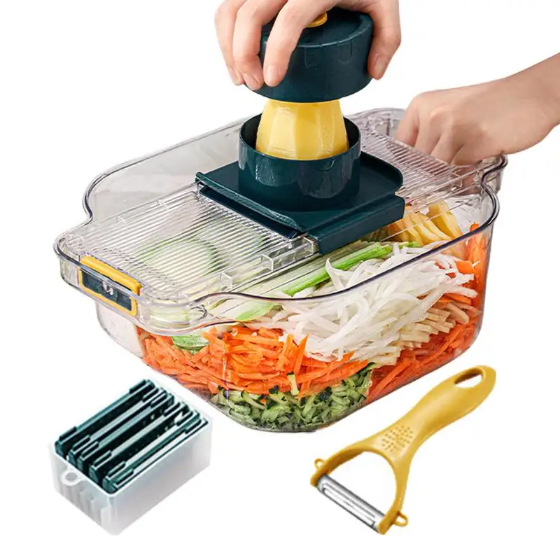 Salad Chopper Box Potato Cutter With Drain Basket Stainless Steel