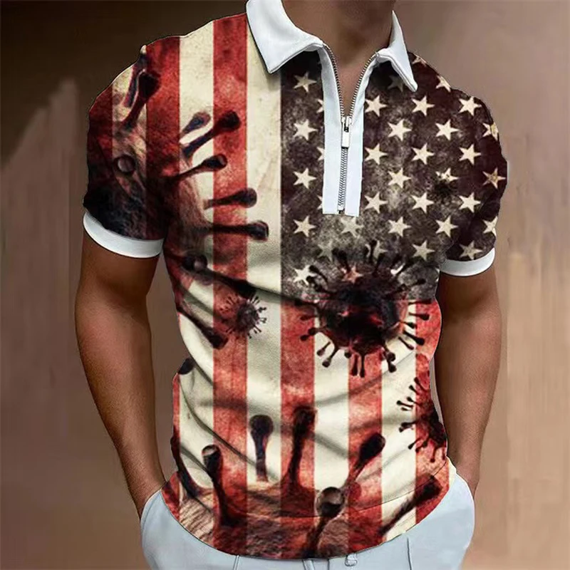 Рубашка-поло мужская с отложным воротником модные повседневные короткие рукава