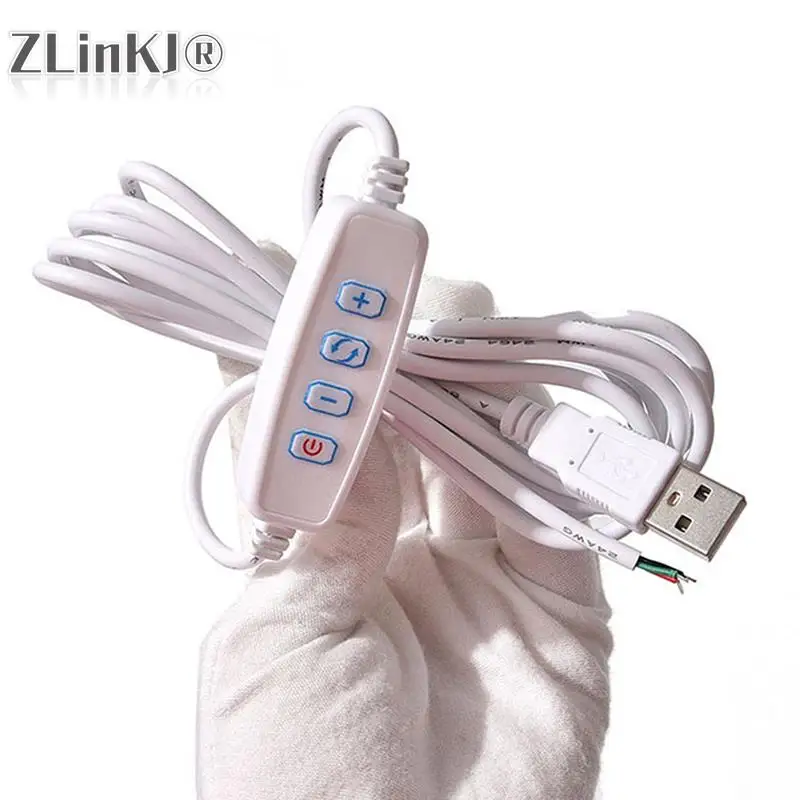 DC 5V LED 조광기 USB 포트 전원 공급 장치 라인, 색상 매칭 연장 케이블, ON OFF 스위치 어댑터, LED 전구용
