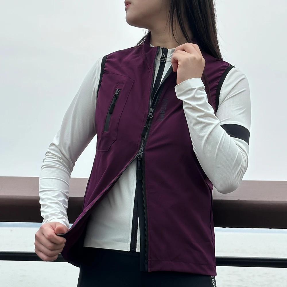 WOSAWE Women's Lightweight Bike Vest Windproof Vest Cycling Wind Gilet New Stretch fabric With Two Way Zipper 4