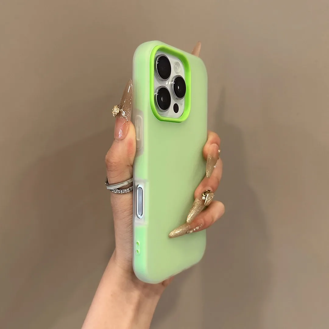 Luxury 2-in-1 Candy Color Clear Matte Phone Case - Shockproof Bumper Soft Jelly Cover