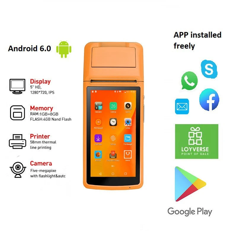 Macchina Pos Portatile Portatile Mini Codice Di Scansione Al Dettaglio All-In-One Che Ordina Il Registratore Di Cassa Della Macchina Per L'Ordinazione