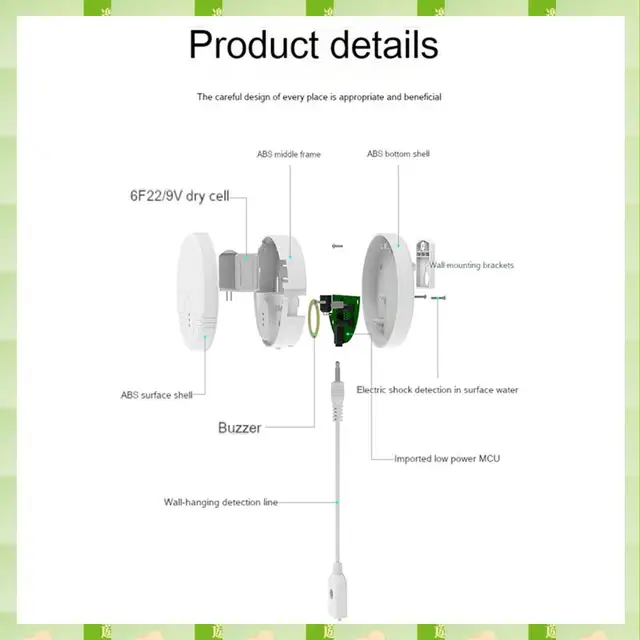 2025 Water Immersion Detector Ultra-Long Standby Water Level Detector Wall-Mounted Touch-Down Dual-Mode Leakage Water Alarm,Wate 2