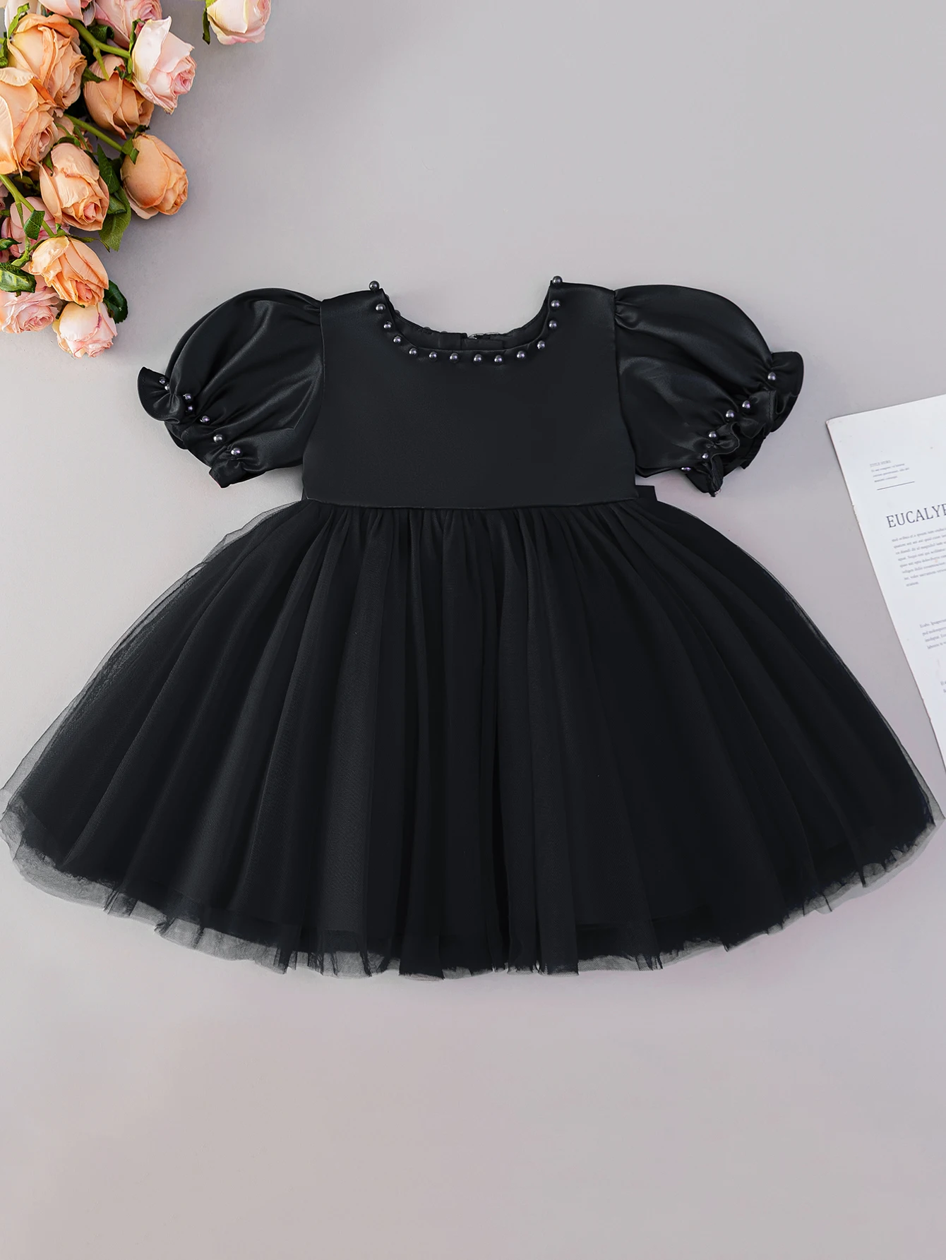 Elegant Sky Blue Satin Princess Dress for Girls with Bowknot - Ideal for Special Occasions
