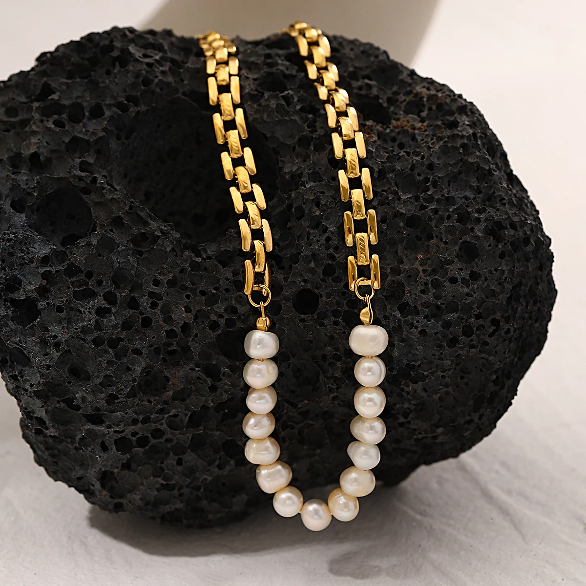 Pearl Gold Choker Necklace Pearl Stainless Steel Necklace Choker