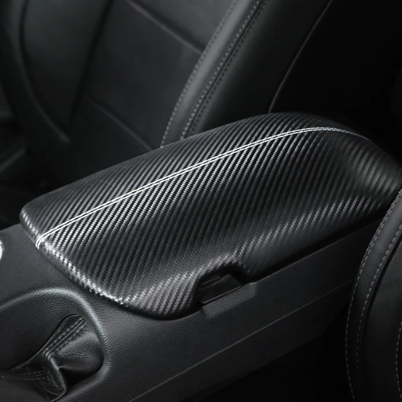 TESIN Red Carbon Fiber Door Armrest Cover Trim For Ford Mustang 2015-2023 – 2-Piece Set
