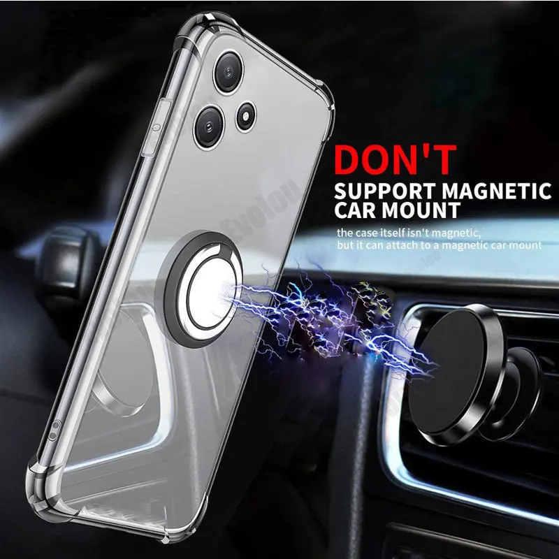 Magnetic Ring Holder Shockproof Transparent Silicone Case