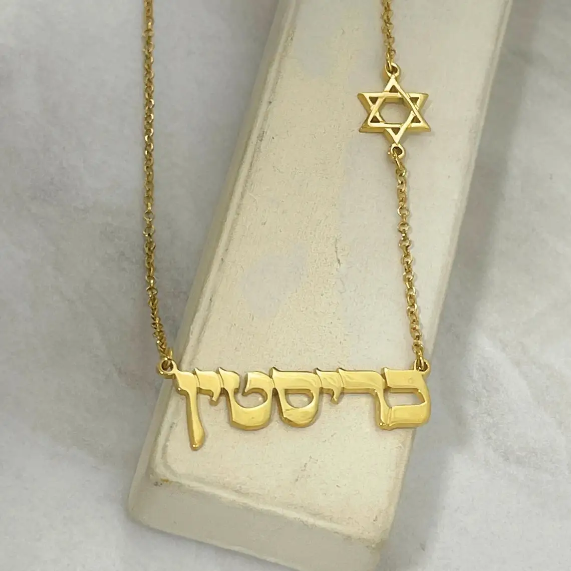 Custom Name Necklace Stainless Steel Hebrew Name Star Necklace Women's Girl Friend Gift Jewelry Gift