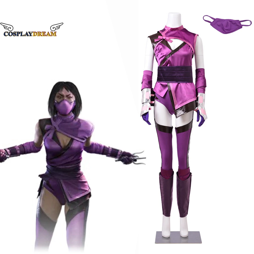 

Game Mortal Kombat Mileena Cosplay Costume Full Set Sexy Purple Color Uniform for Women Halloween Cosplay Outfits