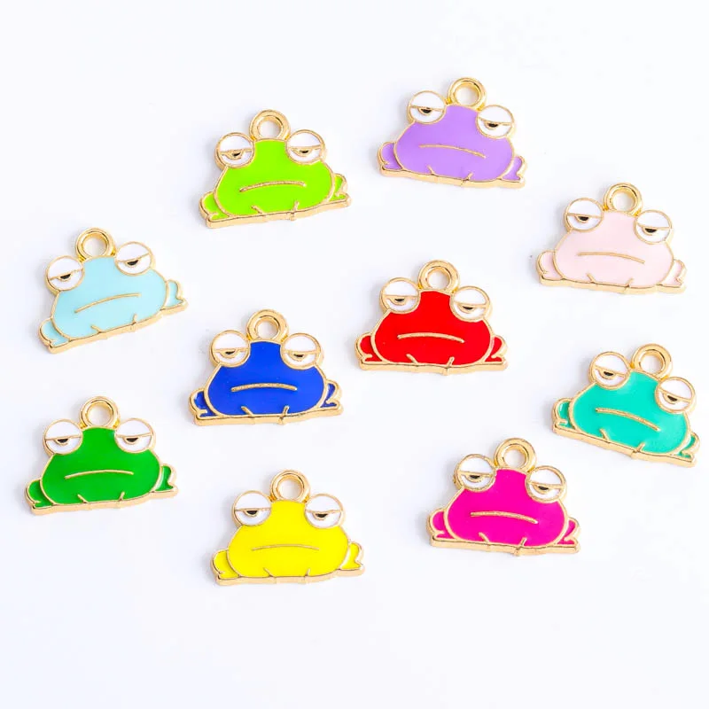 

20Pcs/Lot 15*12mm Alloy Drip Oil Multicolor Frog Animal Charm for Jewelry Making DIY Earring Pendant Necklace Bracelet Accessory