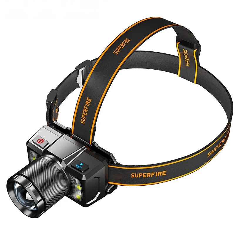 Superfire-Potente Cob Led Proiettore Induzione Zoom Tipo C Testa Ricaricabile Torcia Da Lavoro Luce Pesca Faro Da Campeggio Hl2
