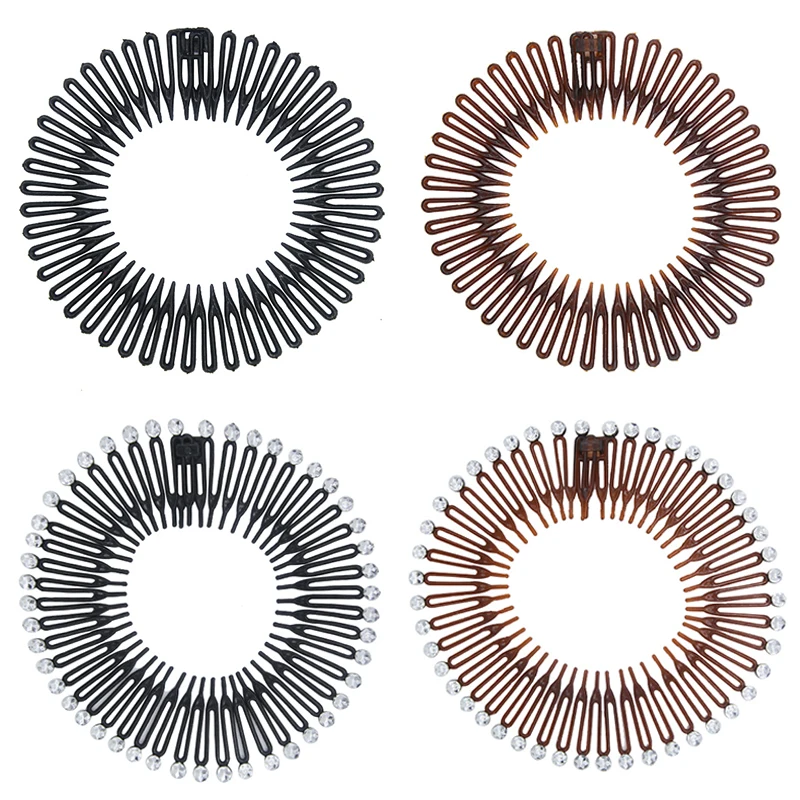 

Fashion Women Plastic Stretch Diamond Hair Band Flexible Hair Comb Wavy Hair Hoop Face Washing Non-silp Spiral Band Headdress