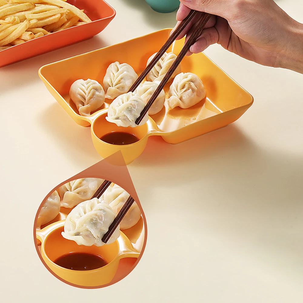 Plastic Dish with Dipping Plate French Fries Dumplings Easy to Clean Fruit Dish Household Utensils