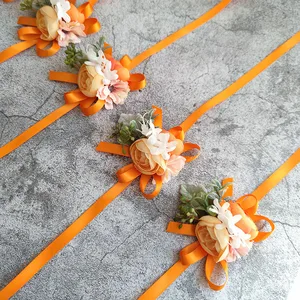 Bride Wrist Corsage Wedding Flowers Bracelets Bridesmaids Corsage Wedding Accessories Silk Roses Artificial Mariage Party Decor