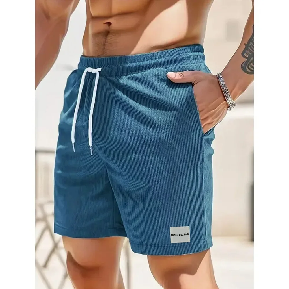 Men's Corduroy Shorts Labeled Summer Beach Short Pants Men Baggy Loose Basketball Shorts Casual Sweatpants Male 5