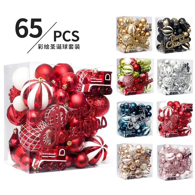 

65Pcs/box Christmas Balls Ornaments Xmas Tree Hanging Pendants Home Party Decoration 2024 Navidad Natal New Year Gifts