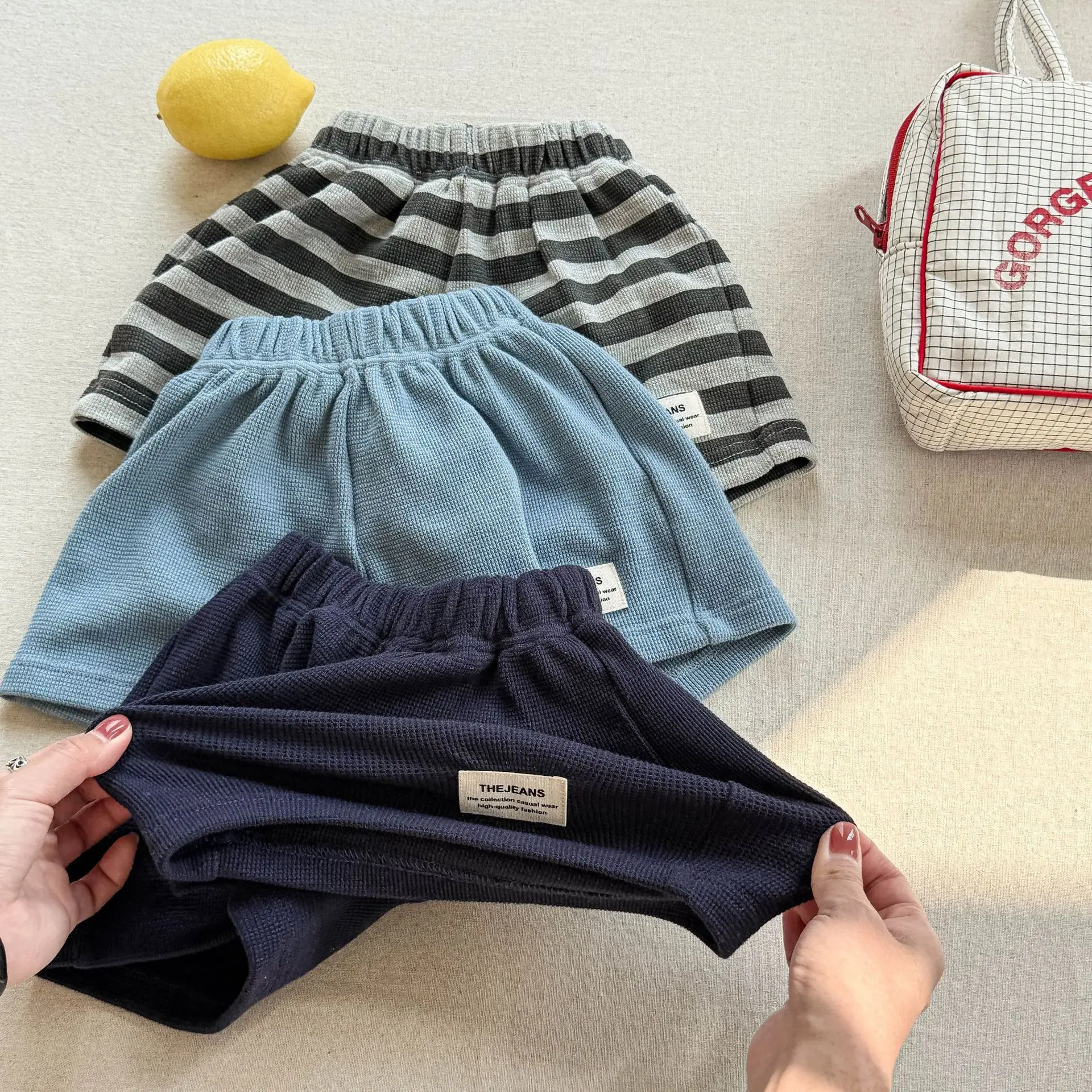 deer jonmi New Summer Baby Boys Casual Sports Shorts Striped Elastic Korean Style Children Shorts