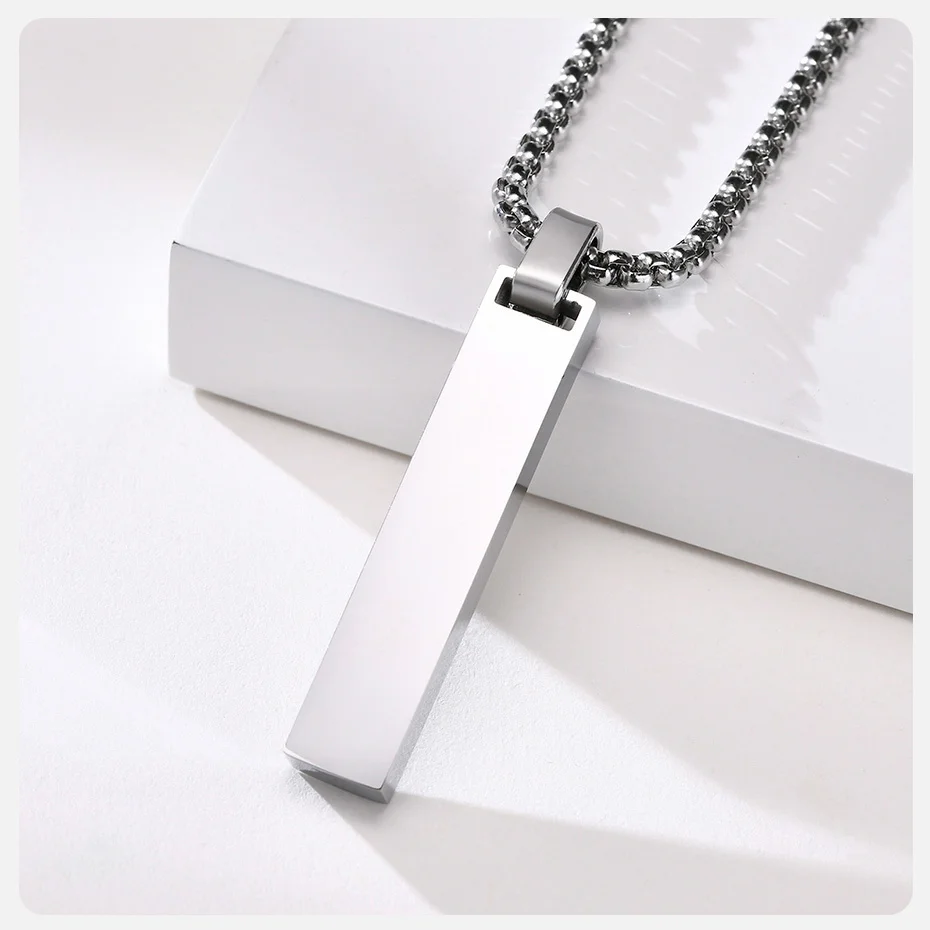 Vnox Stilvolle Römischen Ziffern Bar Halsketten für Männer, Rock Punk Edelstahl Vertikale Tag Anhänger Schmuck, freies Box Kette 24" – Detail 7