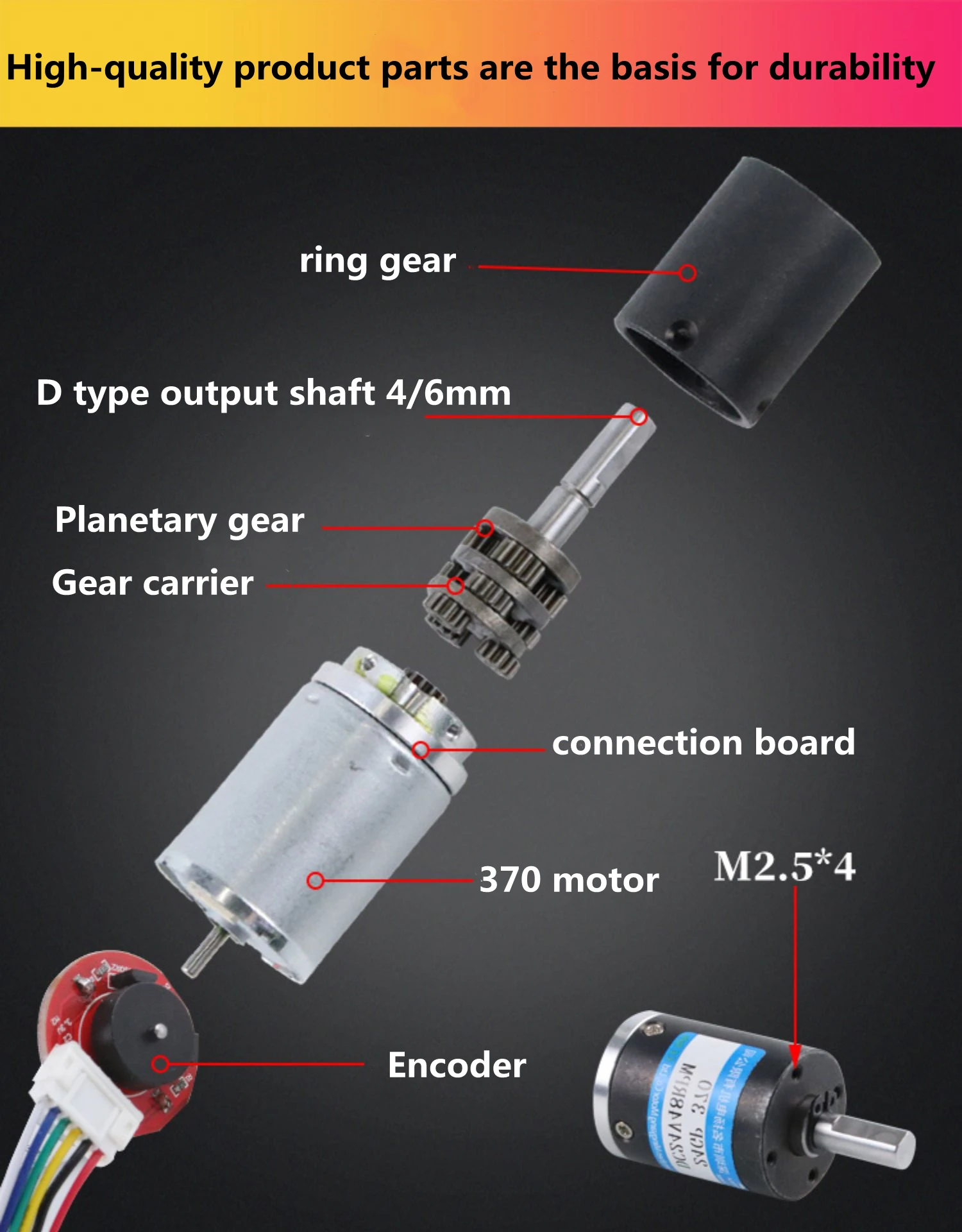 12V 4W 24V 5W Planetary Gear DC Gear Motor With Encoder Diameter24mm Speed Measuring Code Disc 24GP-370B Adjustable speed CW CCW