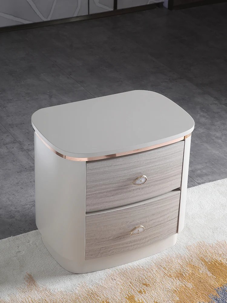 

Modern minimalist bedside table Italian bedroom white bedside cabinet postmodern light luxury net red bedside table