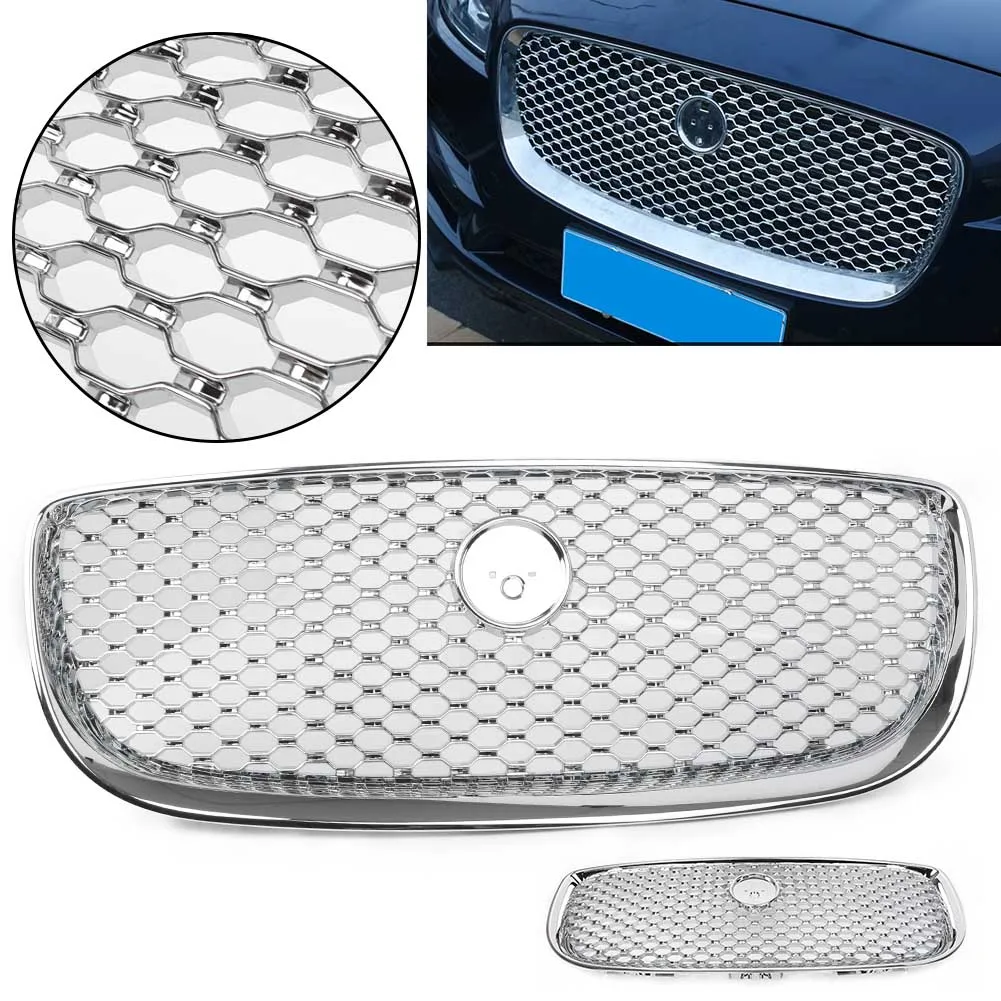 

Auto Front Upper Center Grille Grill Mesh Radiator for Jaguar XJ 2016 2017 2018 Chrome fast ship