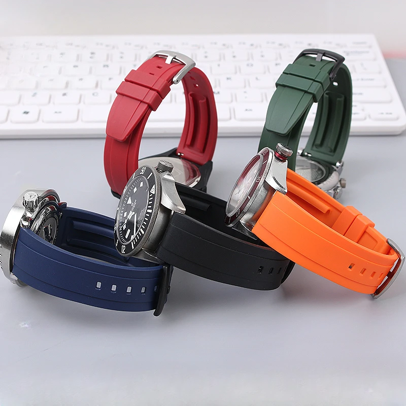 Per Iwc Longines Breitling Ocean Tudor Rolex Diving Fibbia A Farfalla In Acciaio Gomma Traspirante Silicone 20 22 24Mm Cinturino