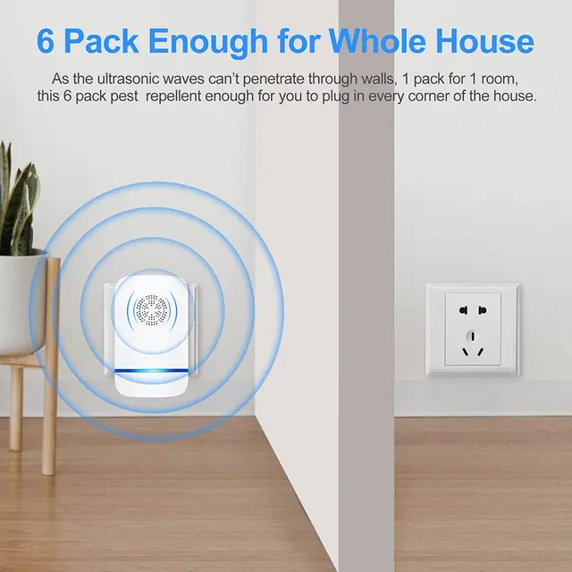 Ultrahangos Kártevő Visszatelepítő Beltéri Dugó A Kártevőirtó -Ellenőrzéshez Az Otthoni Iroda Raktárának Szállodai Rovarok Egerek Pók Hangya Számára - Image 3