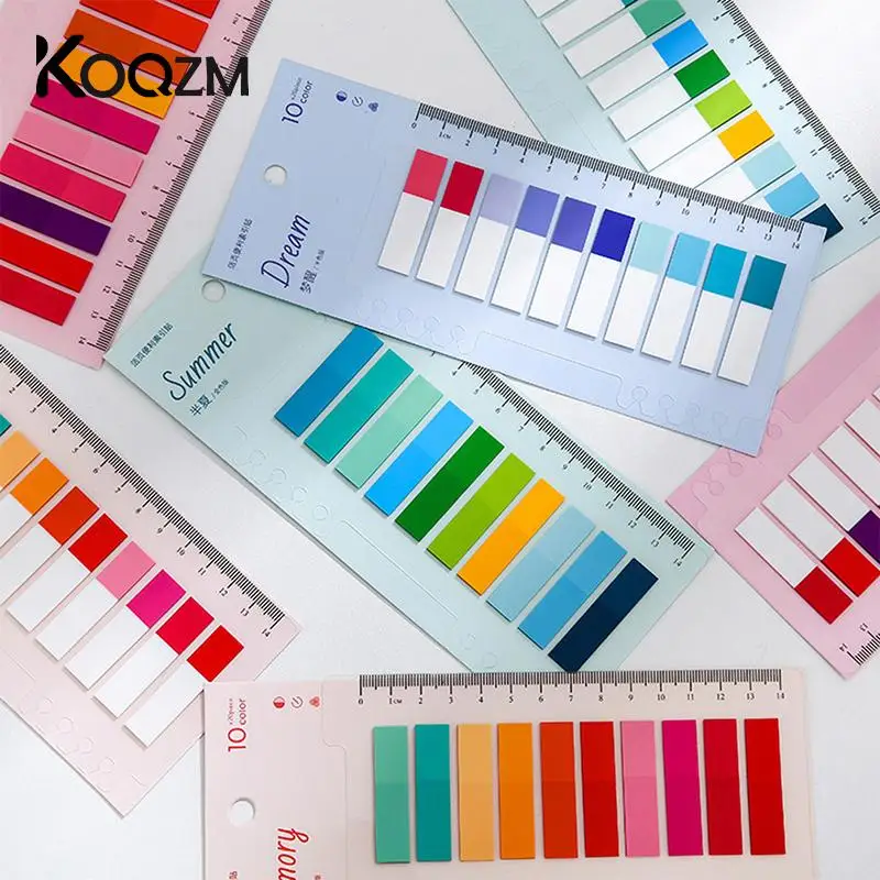 200 Sheets Colorful PET Waterproof Sticky Notes Index Tabs Writable File Tabs Flags Page Markers Labels School Office Supplies