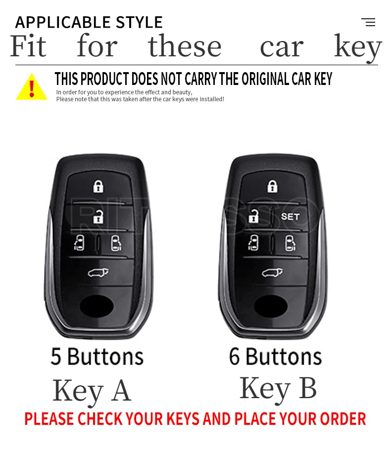 Custodia per chiave auto in lega Gel di silice 5 6 pulsanti per Toyota Alphard Vellfire 30 AH30 2016 ~ 2020 2019 accessori - S4533cd43b8284086bf53c1274cb0daa2c