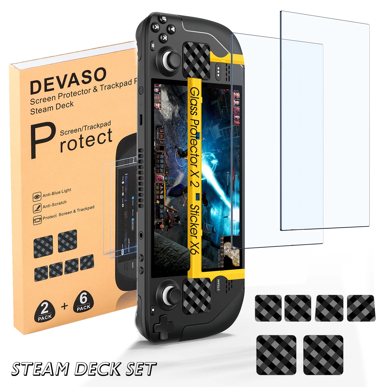 

Ultra HD Glass Steam Deck 2-Pack Screen Protector 9H Hardness Easy 6-Pack Touchpad Button Film Set