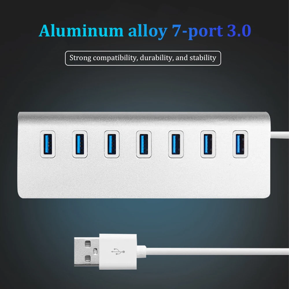 USB 3.0 HUB 7 Ports High Speed Multi Splitter Adapter Aluminum Alloy Hub Up To 5Gbps Docking Station Expander for Laptop Compute 3