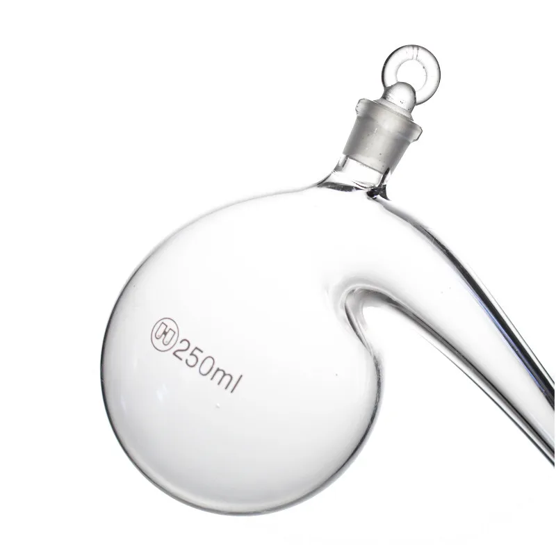 Quality LabGlass Distillation Flask Curved Neck Bottle 125/250ml Gooseneck Bottle Elbow Glass