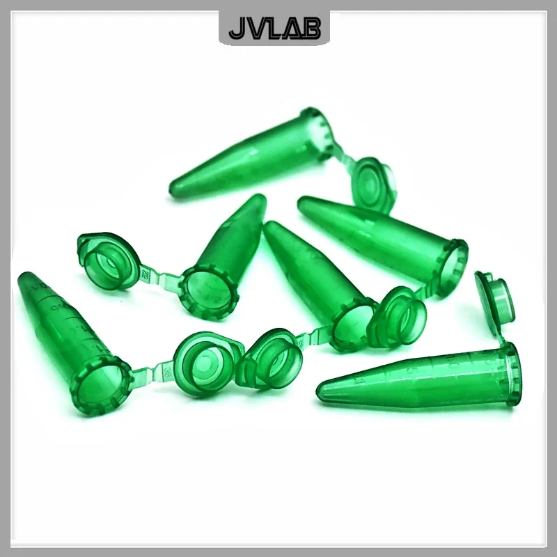 Centrifuge Tube Microtubes Centrifuge Tube 1.5ml Laboratory Centrifugal PCR Tube Bottom Tip Green Color Scale Locked Cover Pack of 500/PK