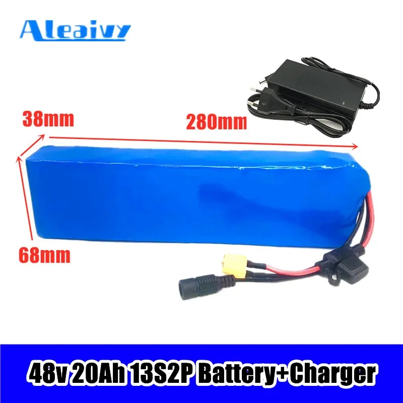 

E-bike Battery Pack 48v 20Ah 18650 Lithium Ion Battery Pack 13S2P Bike Conversion Kit Bafang1000w and 54.6V 2A Charger+XT60 Plug